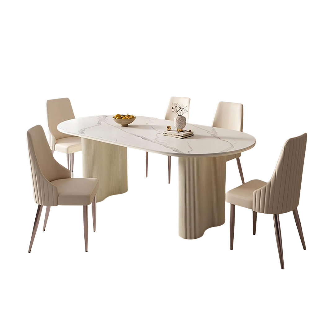 peru oval dining table, white in dining room