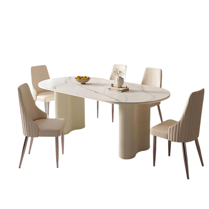 peru oval dining table, white in dining room