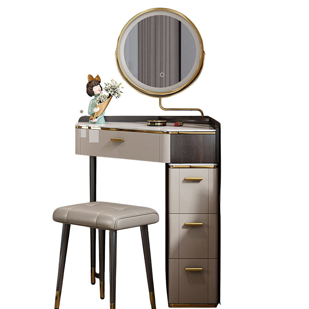amigo small corner dressing table, slimline dressing table, with led mirror wall mirror