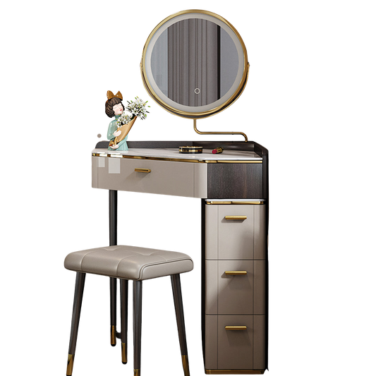 amigo small corner dressing table, slimline dressing table, with led mirror wall mirror