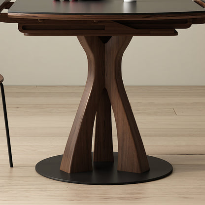 Caruso Round Folding Dining Table, Sintered Stone, Black