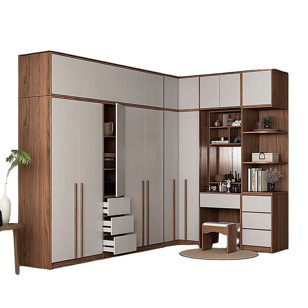 nascimento corner wardrobe, tall wardrobe, l shape wardrobe with dressing table wardrobe in bedroom