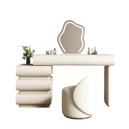 penelope dressing table and stool, with led mirror, cream wall mirror