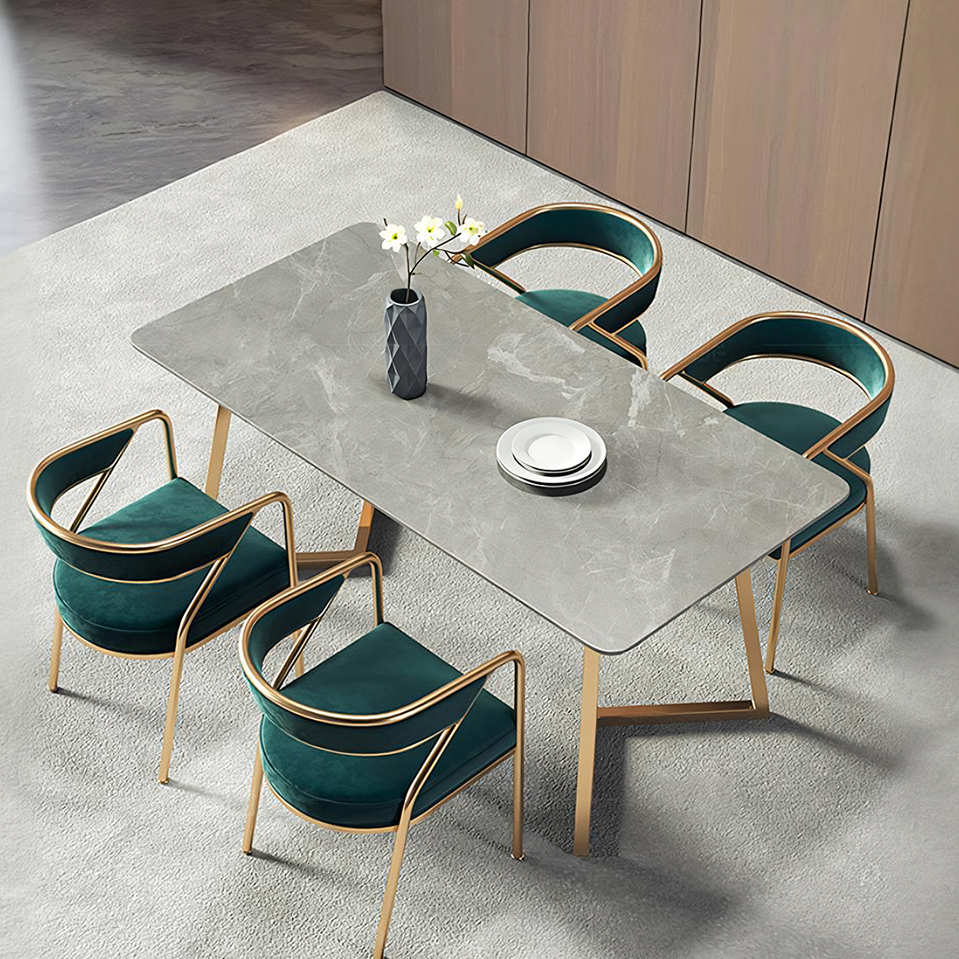 Attleboro Dining Table, Sintered Stone & Gold-Weilai Concept-Weilai Concept