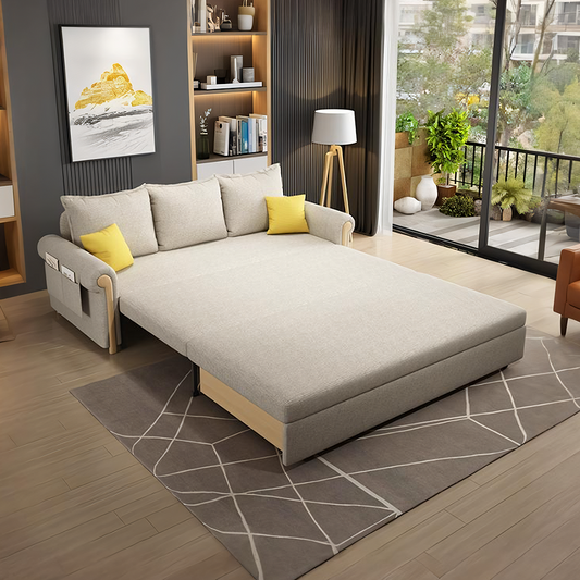 Braylene Two Seater Sofa Bed, Linen-Sofas-Weilai Concept-Weilai Concept