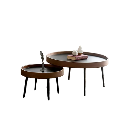 c163 nesting coffee table set, oak & black coffee table in living room