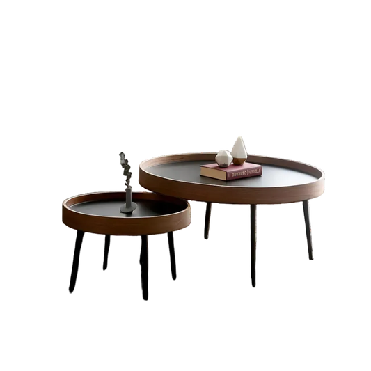 C163 Nesting Coffee Table Set, Oak & Black