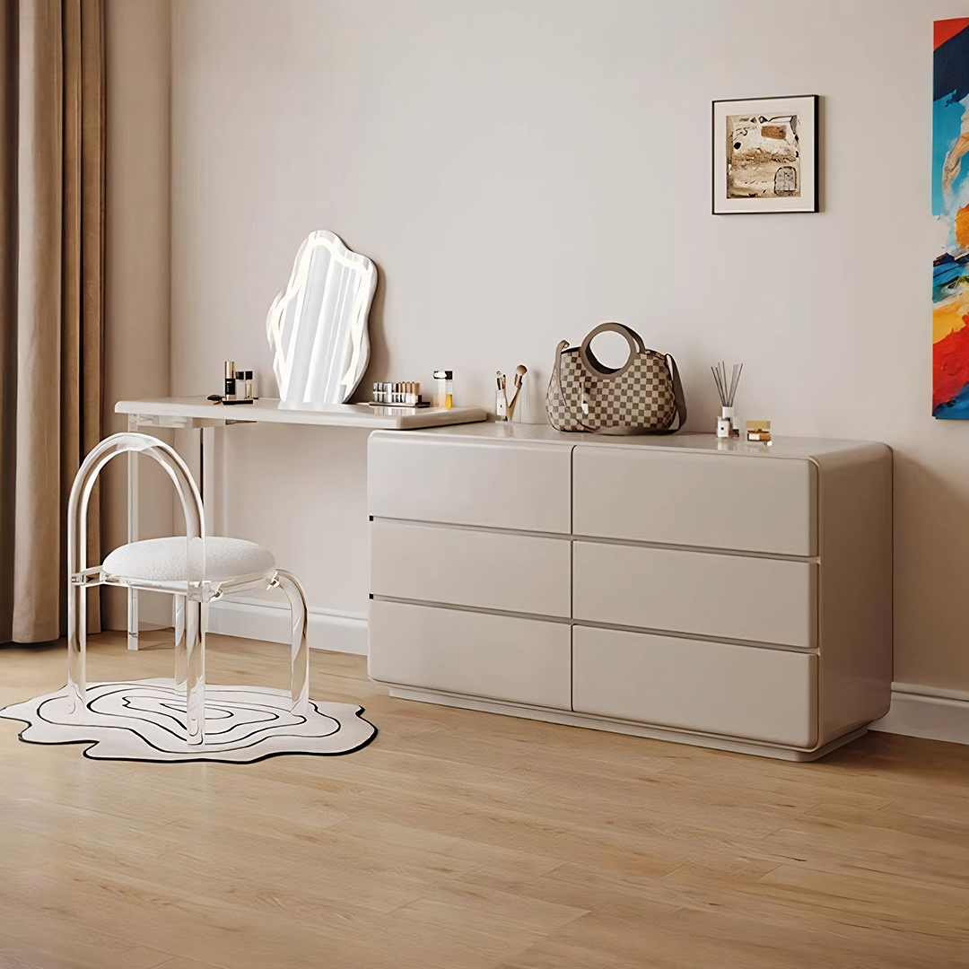Dominic Dressing Table With Sideboard and LED Mirror-Weilai Concept-Weilai Concept