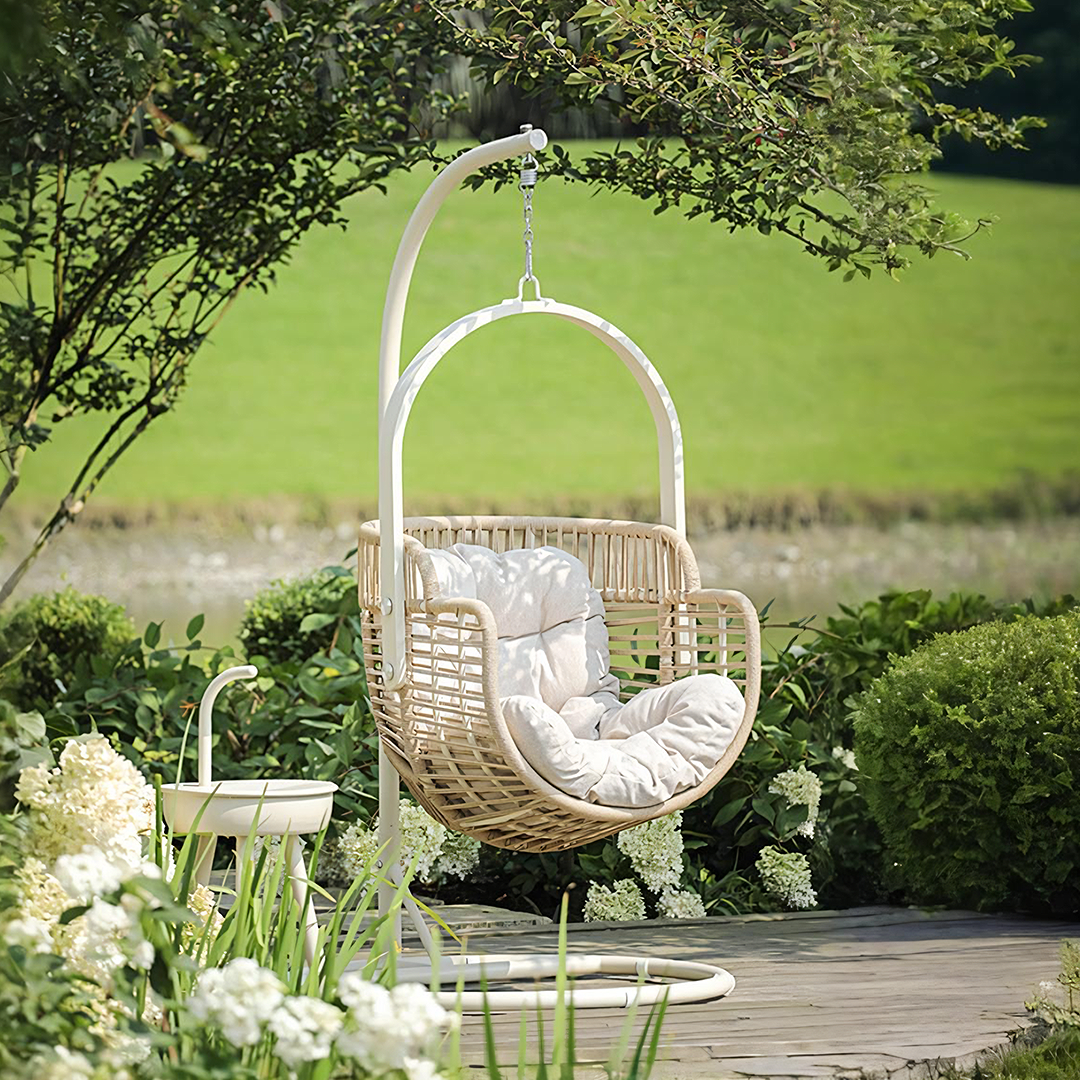Galilea Rattan Garden Hanging Egg Chair with Stand, Indoor / Outdoor Furniture-Weilai Concept-Weilai Concept