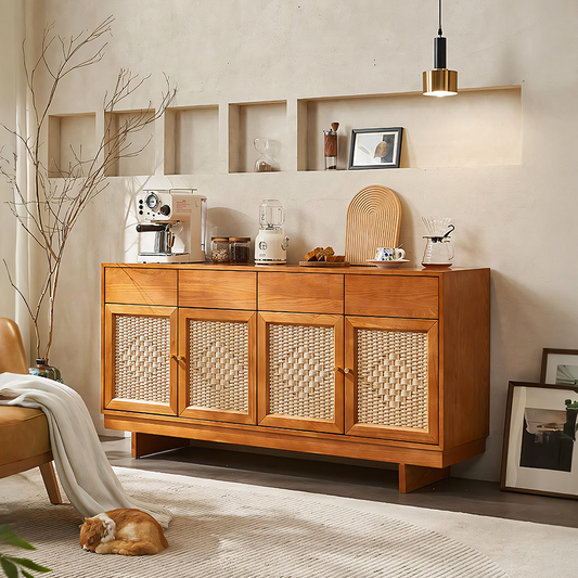 Hadza Narrow Sideboard, Solid Wood-Weilai Concept-Weilai Concept