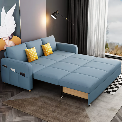 Gabriel Two Seater Sofa Bed, Linen-Weilai Concept-Light Blue ( Made to order )-120cm (With One Drawer)-Weilai Concept