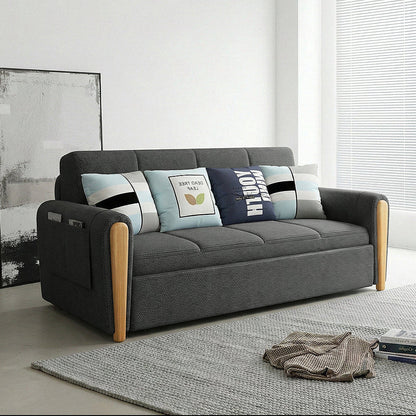 mavis two seater sofa bed, dark grey in modern living room