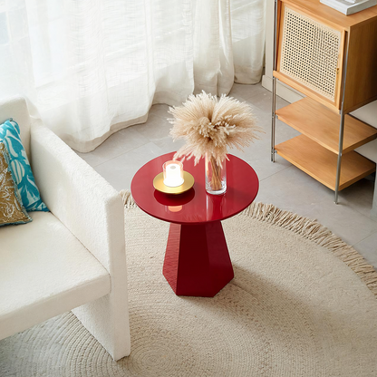 Melpomene Round Side Table, Red-Weilai Concept-Weilai Concept