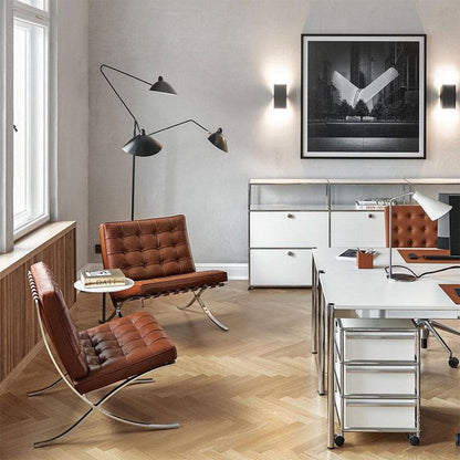 Barcelona Chair And Ottoman, Brown Leather-Weilai Concept-Weilai Concept