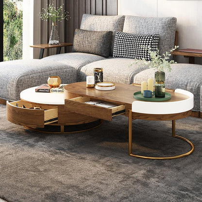 Ouezzane Nesting Coffee Table Set, With TV Stand, Oak-Weilai Concept-Oak-Coffee Table-Weilai Concept