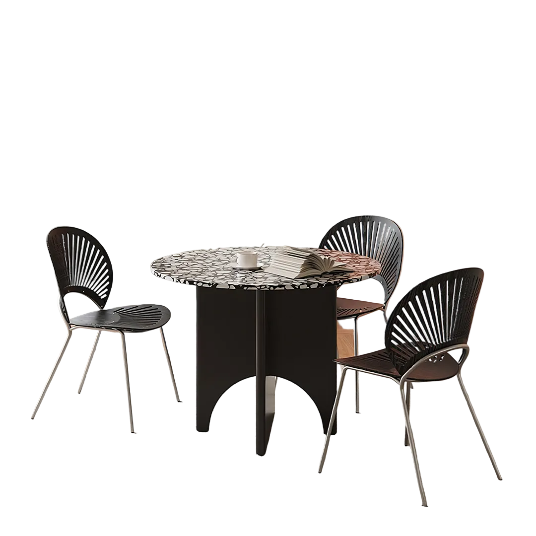 oighrig terrazzo round dining table in dining room