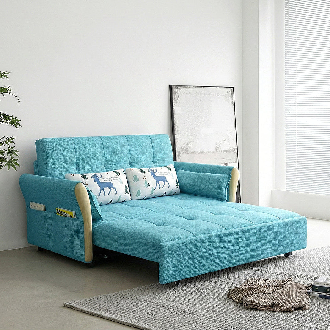 sb152 two seater sofa bed, blue in modern living room