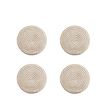 Round Braided Woven Placemats, Set of 4 Pieces-Weilai Concept-18cm-White*4-Weilai Concept