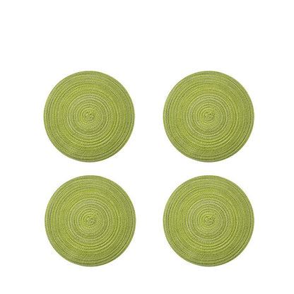 Round Braided Woven Placemats, Set of 4 Pieces-Weilai Concept-18cm-Green*4-Weilai Concept