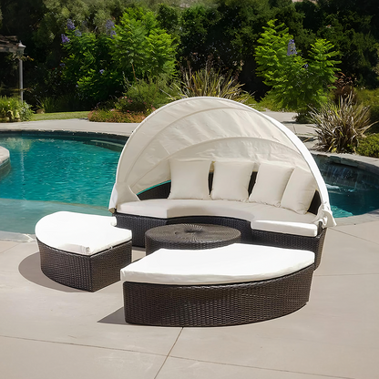 Shelly Patio Outdoor Sectional Sofa Set With Rattan Daybed Sunbed-Weilai Concept-Weilai Concept