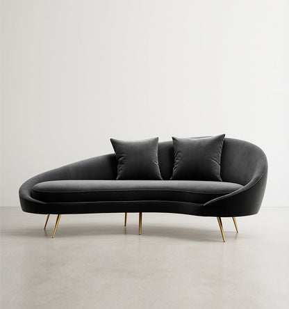 Slender Modern Curved Two Seater, Three Seater Sofa, Velvet
