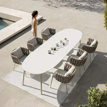 Vallee Rattan Dining Chair, Outdoor, Light Grey Cushions, For Clearance x 2-Weilai Concept-Weilai Concept