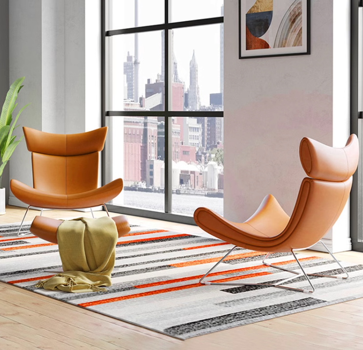 Imola Chair And Ottoman, Brown with Frame Base, Clearance-Weilai-Weilai Concept