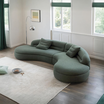 Yannik Four Seater Curved Sofa, Green-Weilai Concept-Weilai Concept