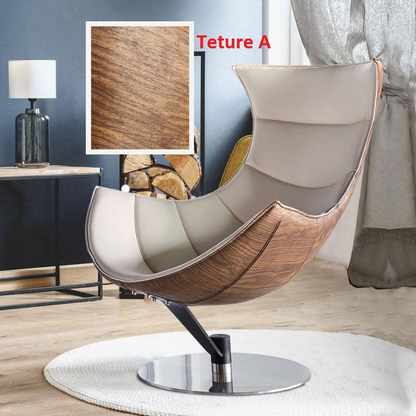 Lobster Lounge Swivel Chair With Ottoman, Walnut Texture