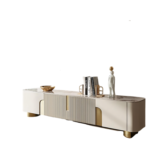 athena tv stand, cream & gold tv stand in living room