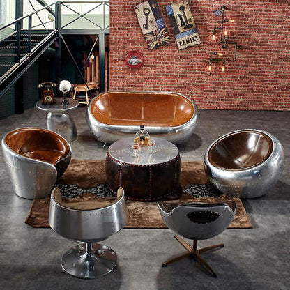 Aviator Airplane Tub Two Seater Sofa, Aluminum Loveseat-Sofas-Weilai Concept-Weilai Concept