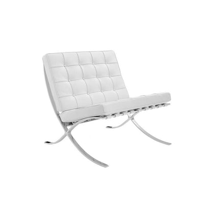 Barcelona Chair And Ottoman, White Leather-Weilai Concept-Weilai Concept