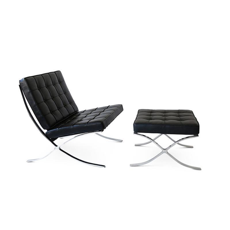 Barcelona Chair And Ottoman, Real Leather-Weilai-Weilai Concept