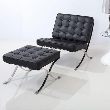 Barcelona Chair And Ottoman, Real Leather-Weilai-Weilai Concept
