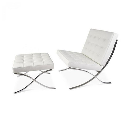 Barcelona Chair And Ottoman, Real Leather-Weilai-Weilai Concept