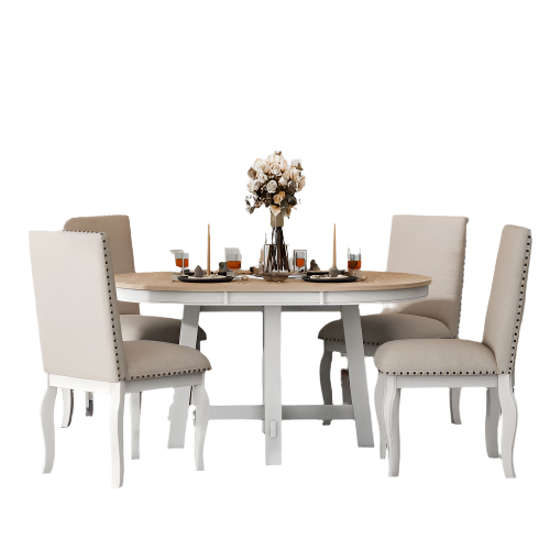 5-piece Farmhouse Wooden Dining Table Set