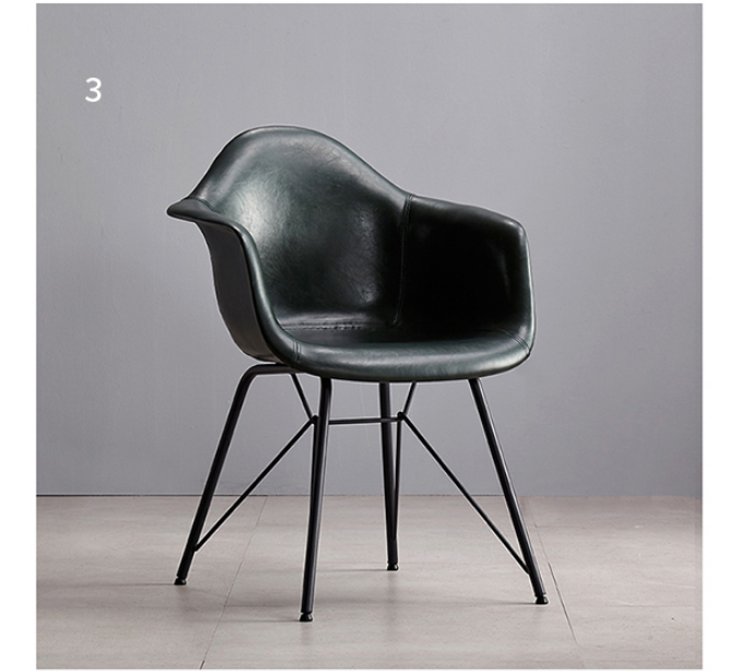 Bobby Dining Chair, Distressed Leather-Weilai Concept-Black-PU Leather-Weilai Concept