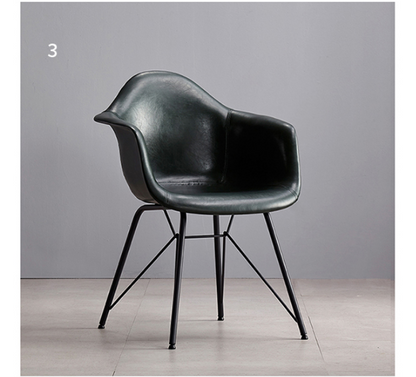 Bobby Dining Chair, Distressed Leather-Weilai Concept-Black-PU Leather-Weilai Concept
