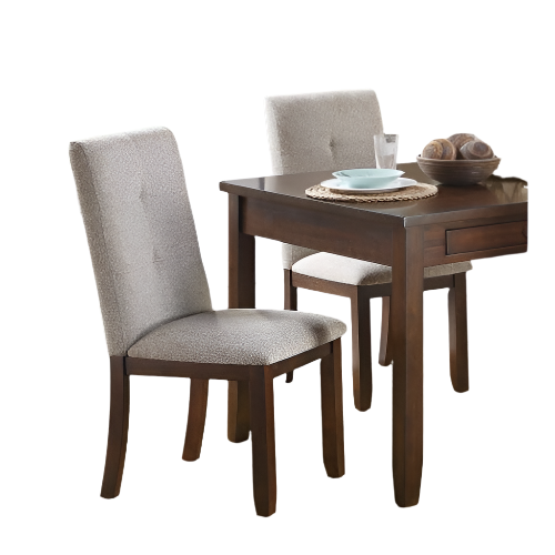 Chenille Upholstered Chairs Set Of 2 Dark Cherry Finish Wood Frame Tufted Back Dining Chairs For Kitchen Funiture