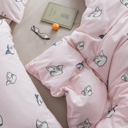 CA058 Linen Duvet Cover + Bed Sheet + 2 Pillowcases, King, More Patterns Available-Weilai Concept-Pattern 3-Weilai Concept