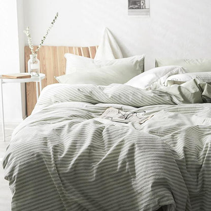 CA098 Linen Duvet Cover + Bed Sheet + 2 Pillowcases, King, More Patterns Available-Weilai Concept-Pattern 3-Weilai Concept