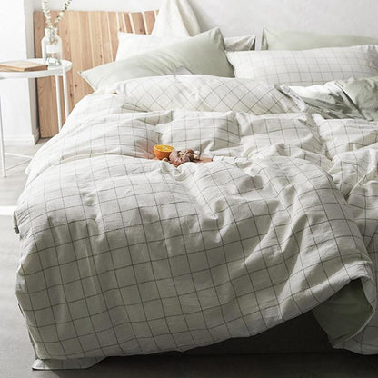 CA098 Linen Duvet Cover + Bed Sheet + 2 Pillowcases, King, More Patterns Available-Weilai Concept-Pattern 6-Weilai Concept