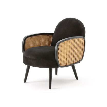 Cane Rattan Armchair, Velvet-Weilai Concept-Weilai Concept
