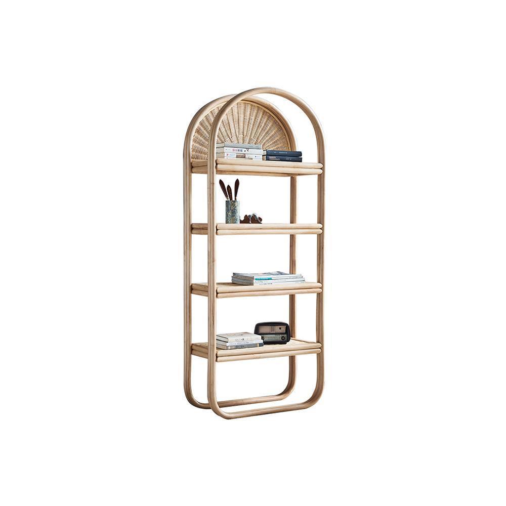 Derek Rattan Bookcase, Shelving Unit, Oak-Weilai Concept-Weilai Concept