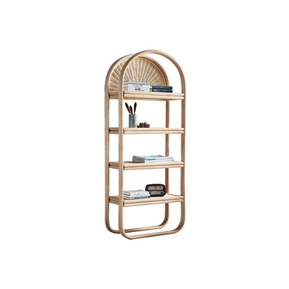 Derek Rattan Bookcase, Shelving Unit, Oak-Weilai Concept-Weilai Concept