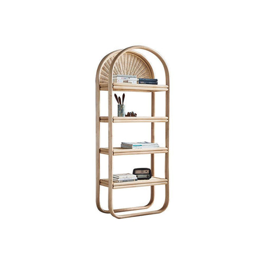 Derek Rattan Bookcase, Shelving Unit, Oak-Weilai Concept-Weilai Concept
