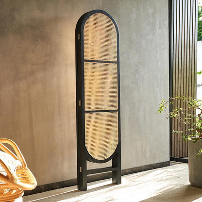 Cane Rattan Room Divider/ Screen, Oak-Weilai Concept-Weilai Concept