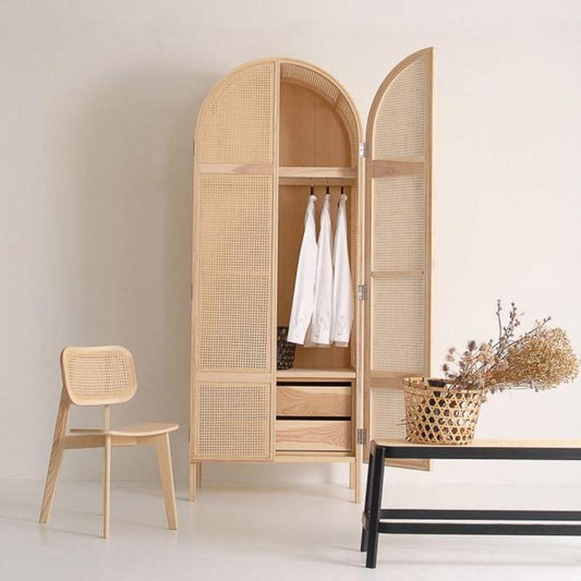 Melisa Rattan Wardrobe, Oak, Solid Wood-Weilai Concept-Weilai Concept