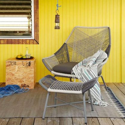 Carmean Rattan Chair and Footstool, Outdoor-Weilai Concept-Chair And Footstool All Grey Rattan-Weilai Concept