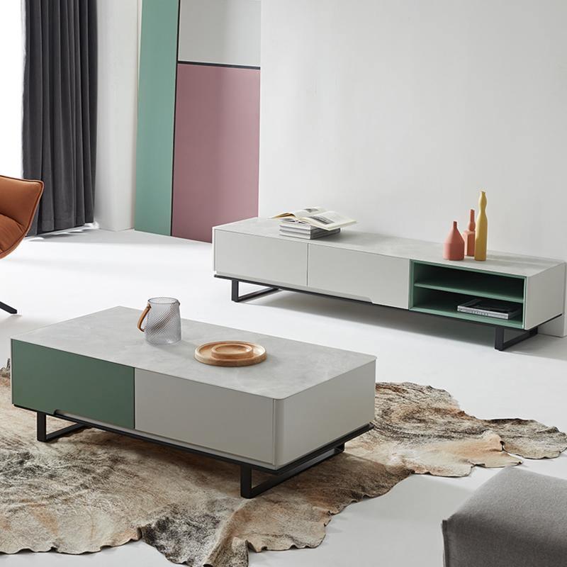 CASA TV Stand, White And Green-Weilai Concept-Weilai Concept